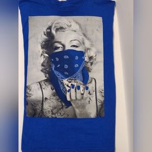 Popular Poison Marilyn Monroe Diamond Shirt Men's Size XL Blue